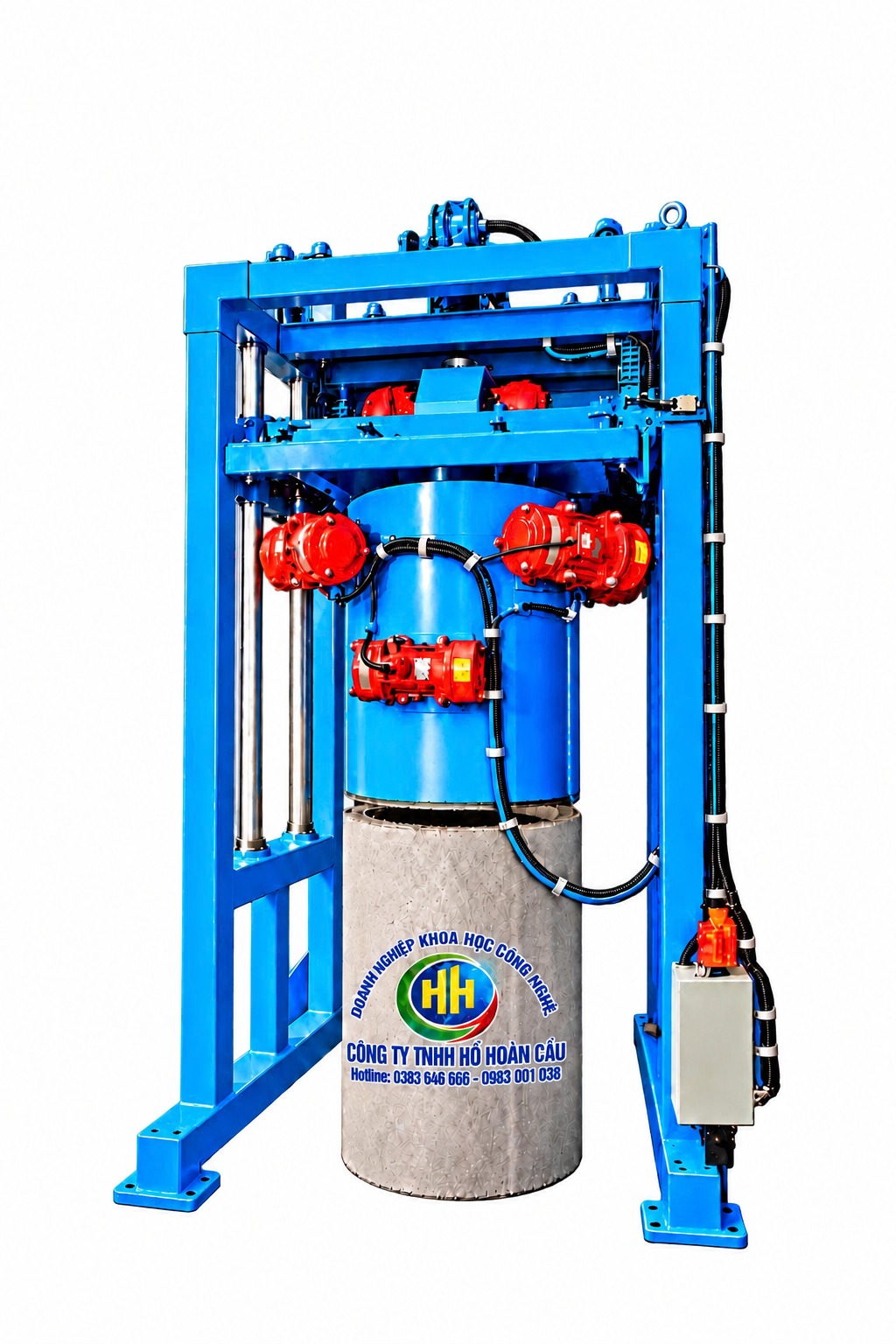 Máy Đúc Cấu Kiện - Đúc Cống - Đúc Giếng đa khuôn do Hồ Hoàn Cầu nghiên cứu chế tạo